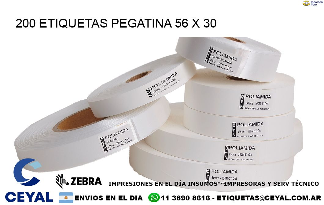 200 ETIQUETAS PEGATINA 56 x 30