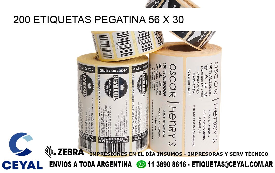 200 ETIQUETAS PEGATINA 56 x 30