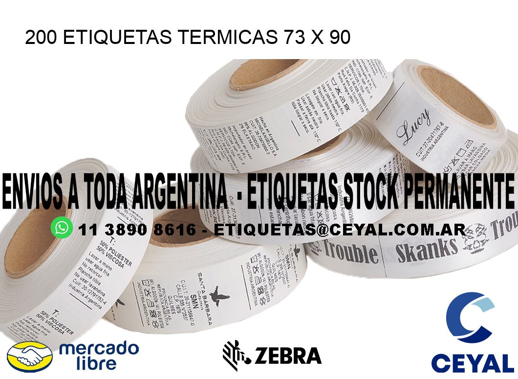 200 ETIQUETAS TERMICAS 73 x 90