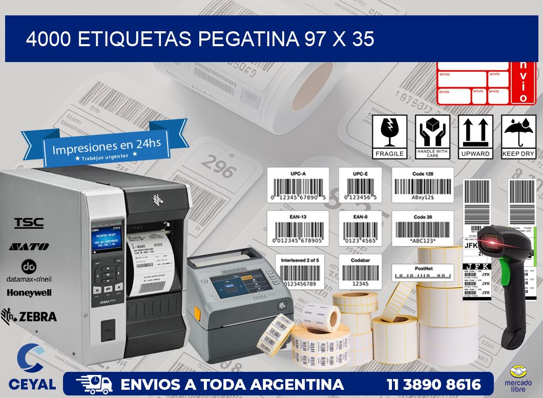 4000 ETIQUETAS PEGATINA 97 x 35