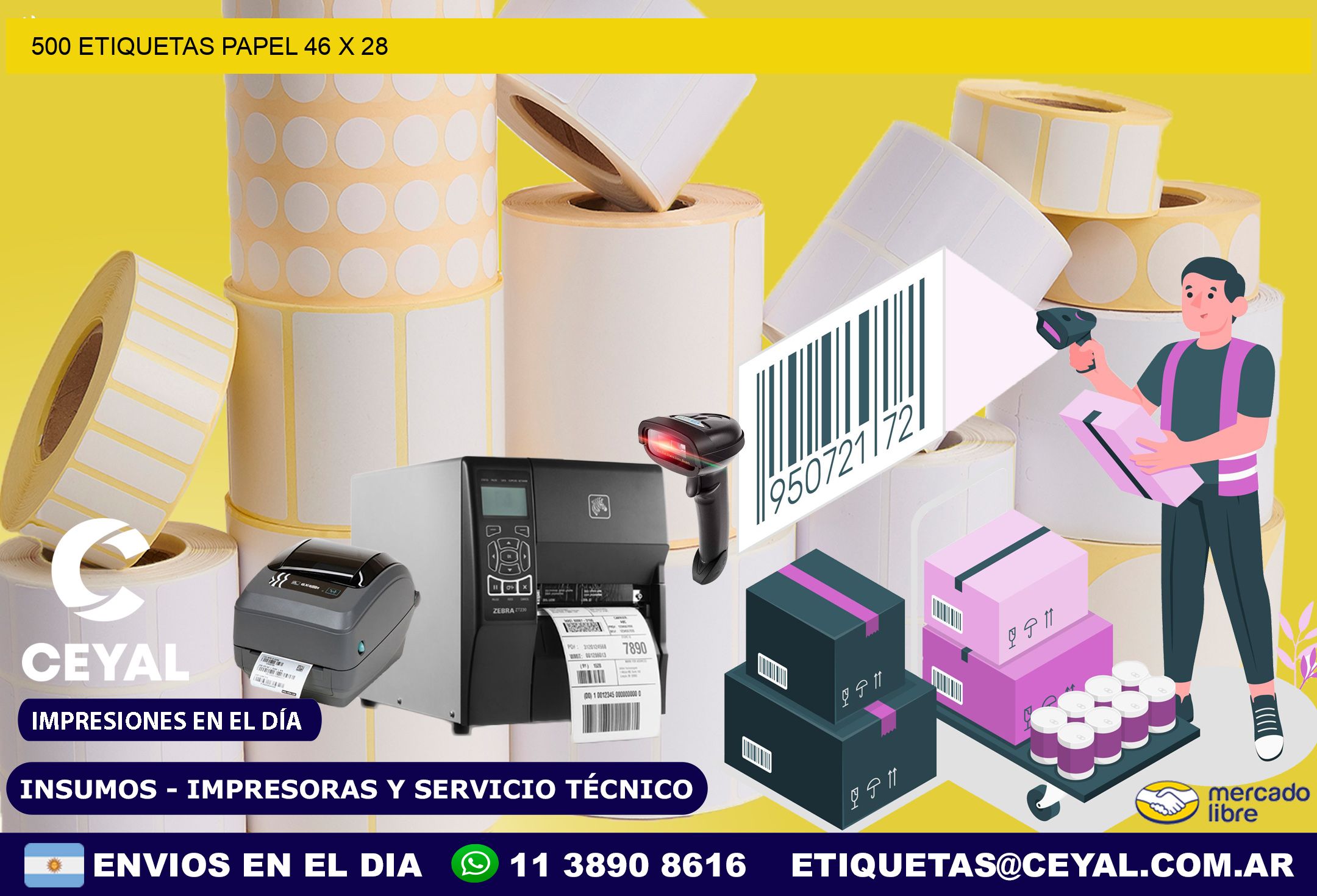 500 ETIQUETAS PAPEL 46 x 28