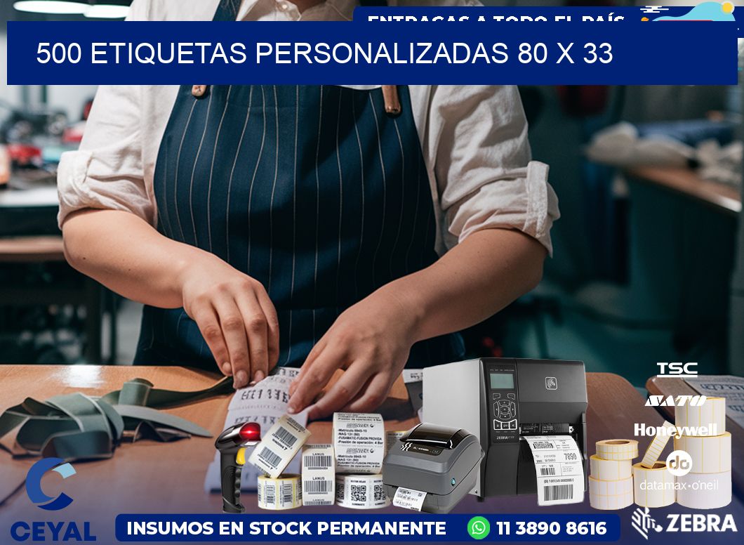 500 ETIQUETAS PERSONALIZADAS 80 x 33