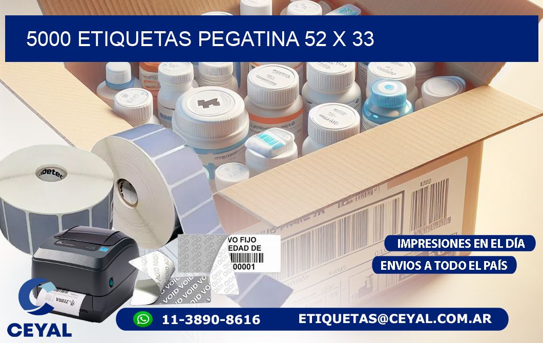 5000 ETIQUETAS PEGATINA 52 x 33