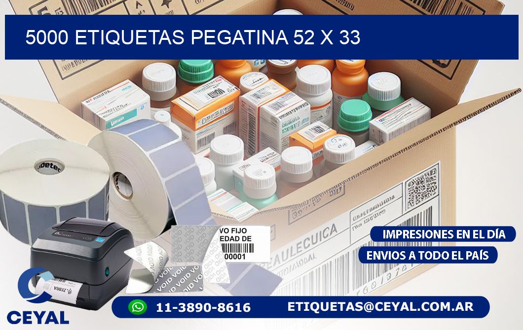 5000 ETIQUETAS PEGATINA 52 x 33