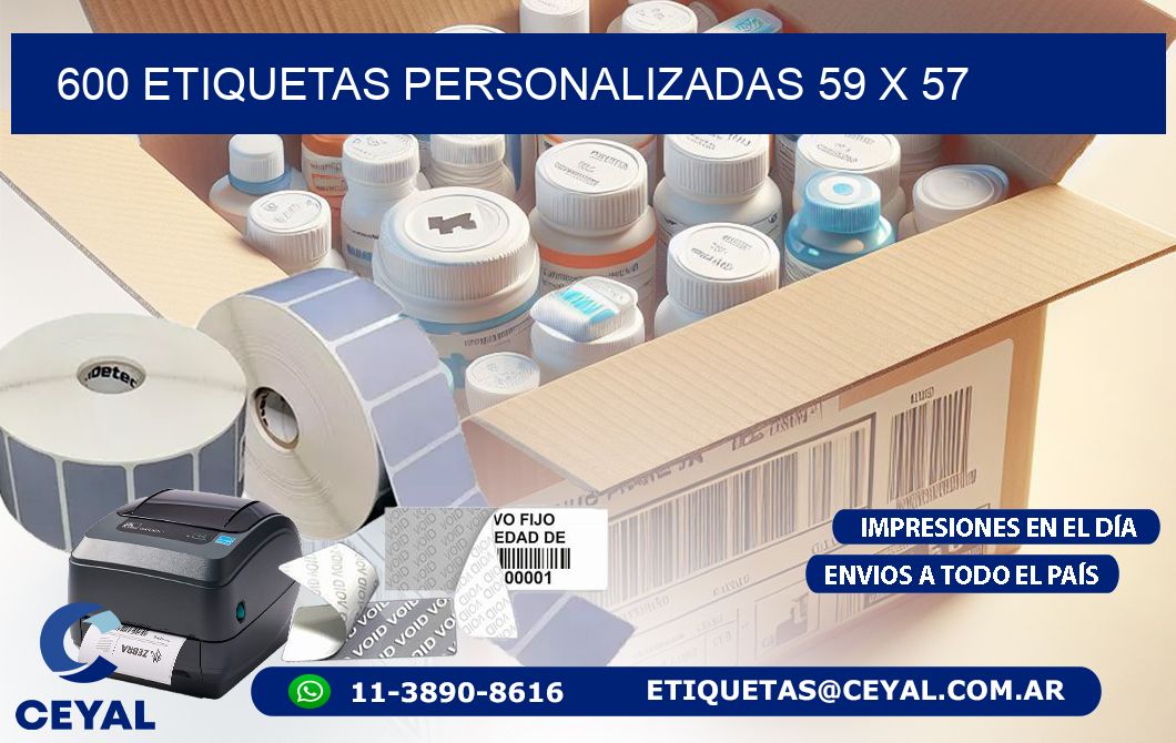 600 ETIQUETAS PERSONALIZADAS 59 x 57