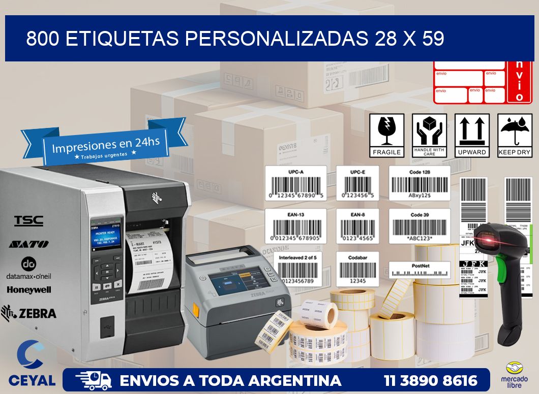 800 ETIQUETAS PERSONALIZADAS 28 x 59