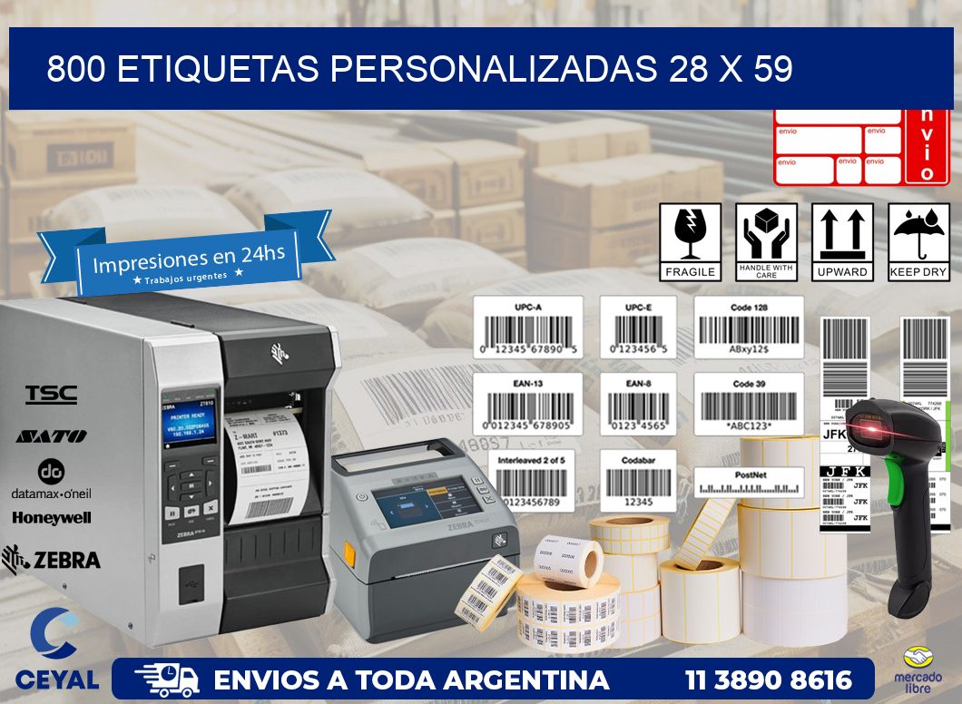 800 ETIQUETAS PERSONALIZADAS 28 x 59