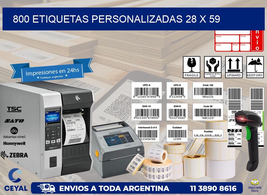 800 ETIQUETAS PERSONALIZADAS 28 x 59