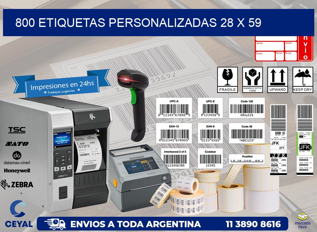 800 ETIQUETAS PERSONALIZADAS 28 x 59