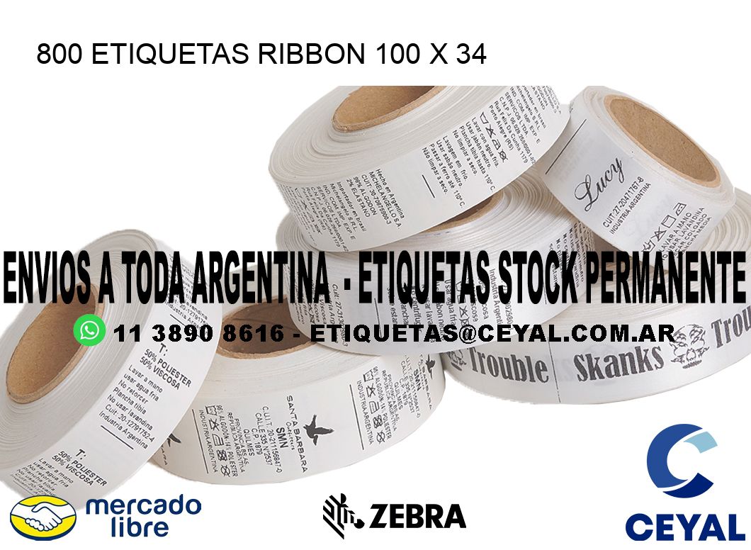 800 ETIQUETAS RIBBON 100 x 34