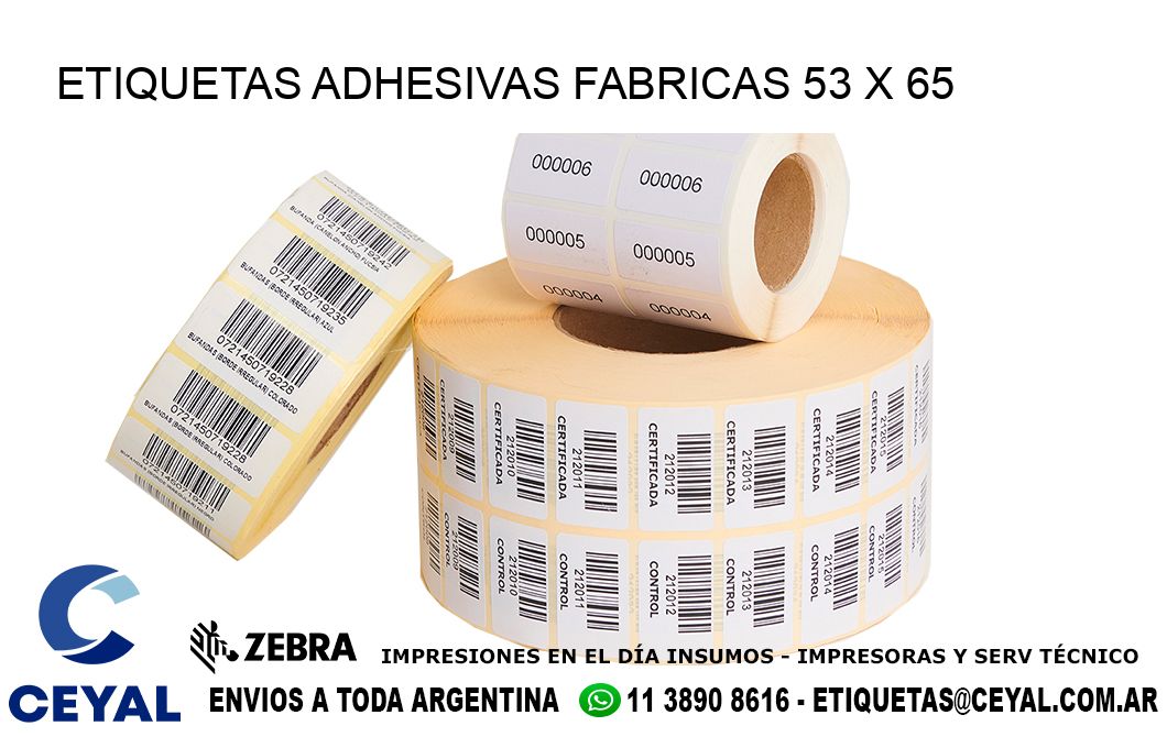 ETIQUETAS ADHESIVAS FABRICAS 53 x 65