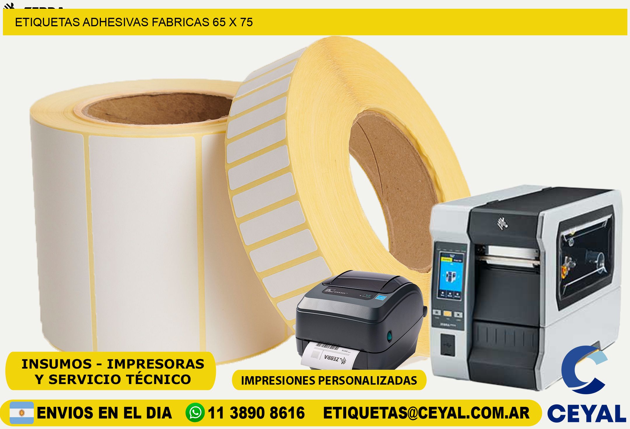 ETIQUETAS ADHESIVAS FABRICAS 65 x 75