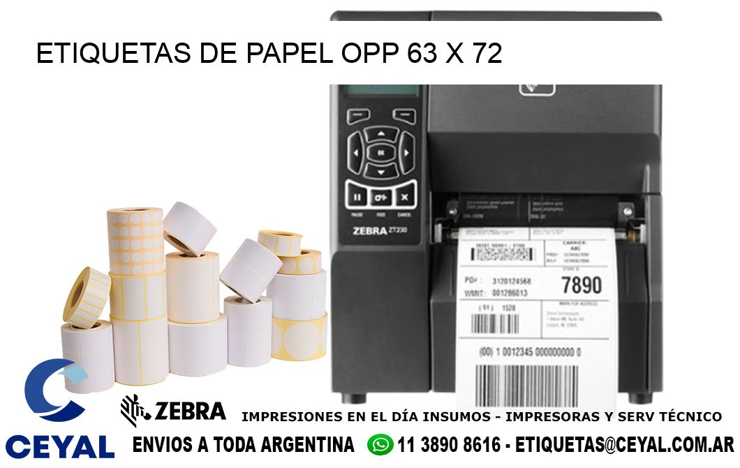 ETIQUETAS DE PAPEL OPP 63 x 72