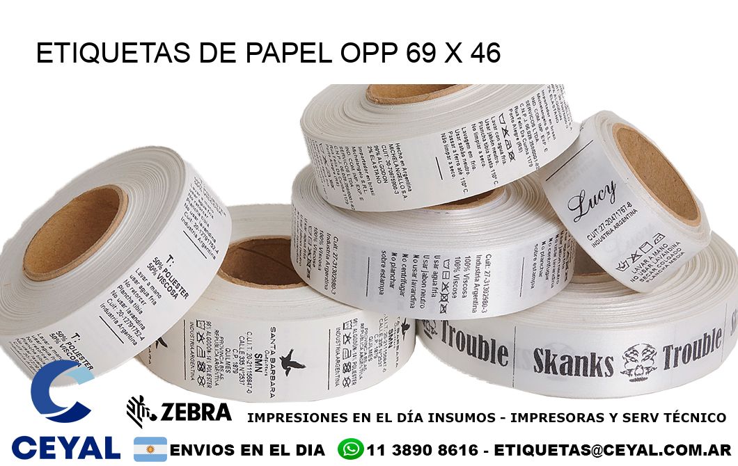 ETIQUETAS DE PAPEL OPP 69 x 46