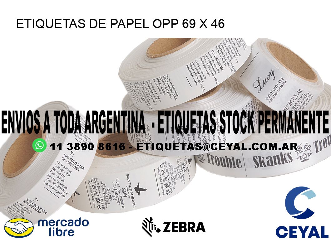 ETIQUETAS DE PAPEL OPP 69 x 46