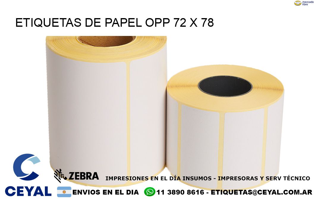 ETIQUETAS DE PAPEL OPP 72 x 78