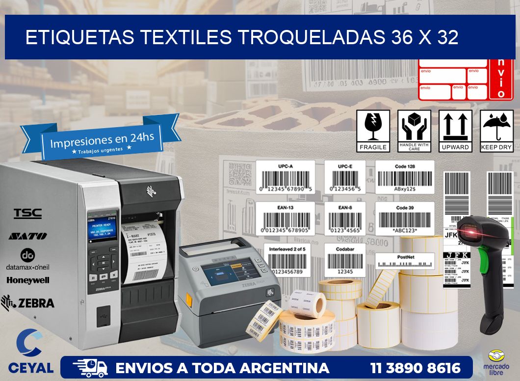 ETIQUETAS TEXTILES TROQUELADAS 36 x 32