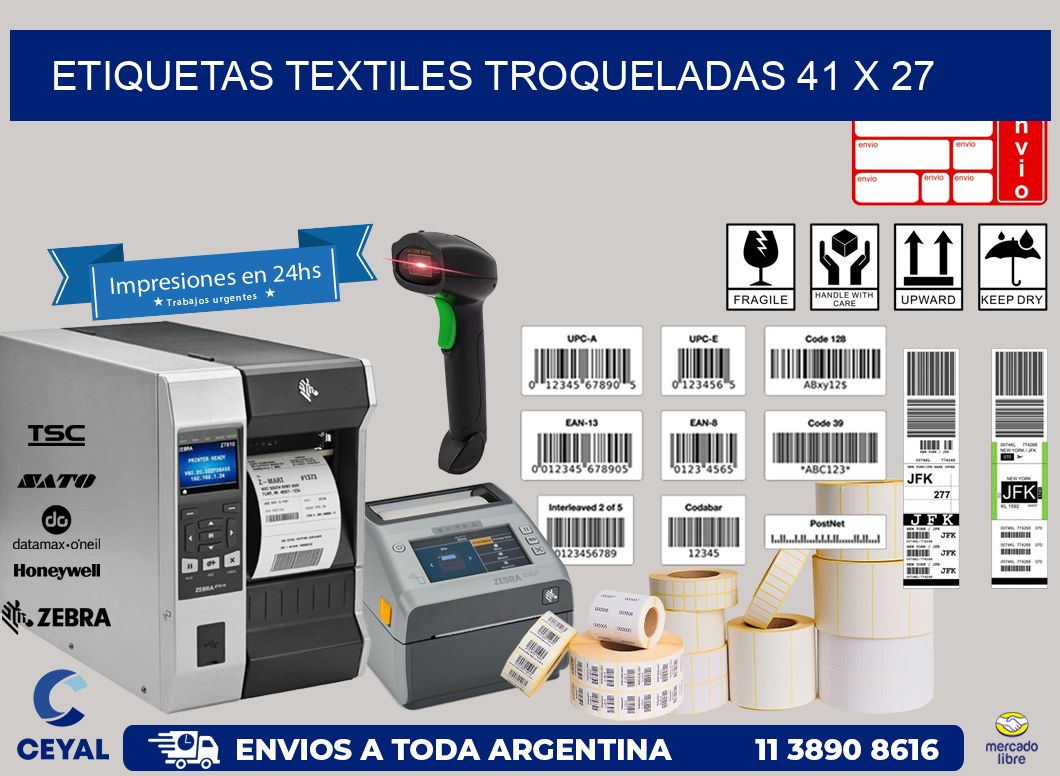 ETIQUETAS TEXTILES TROQUELADAS 41 x 27