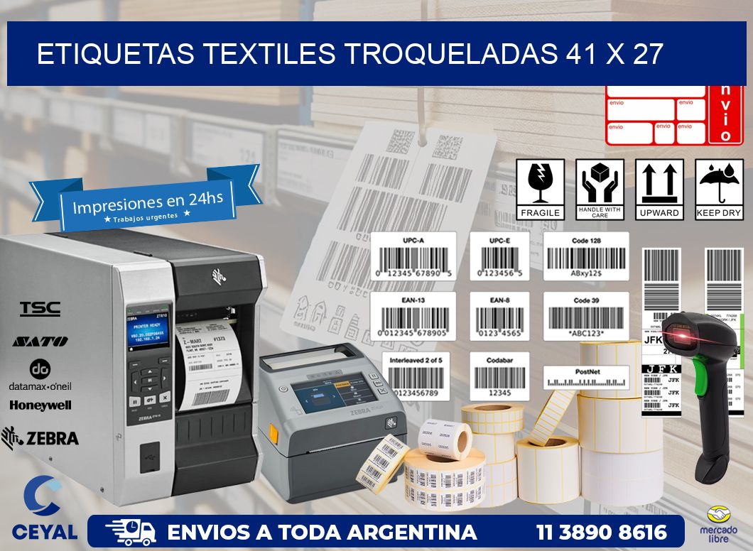 ETIQUETAS TEXTILES TROQUELADAS 41 x 27