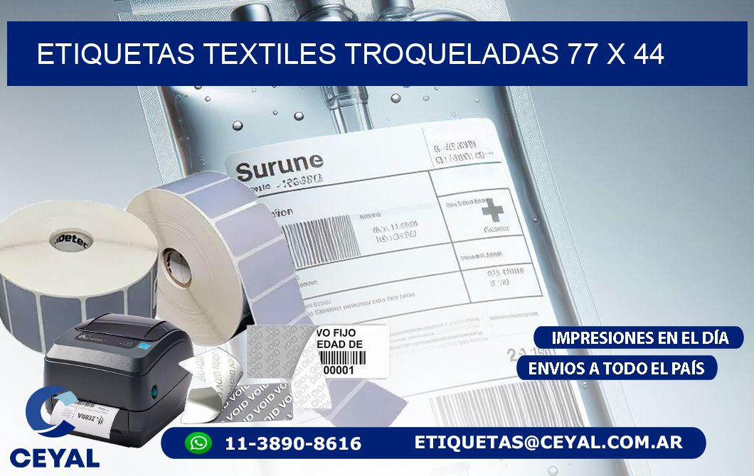 ETIQUETAS TEXTILES TROQUELADAS 77 x 44