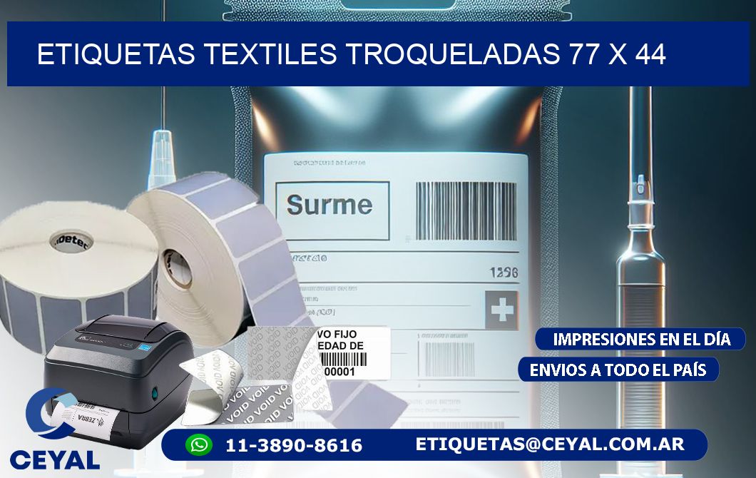 ETIQUETAS TEXTILES TROQUELADAS 77 x 44