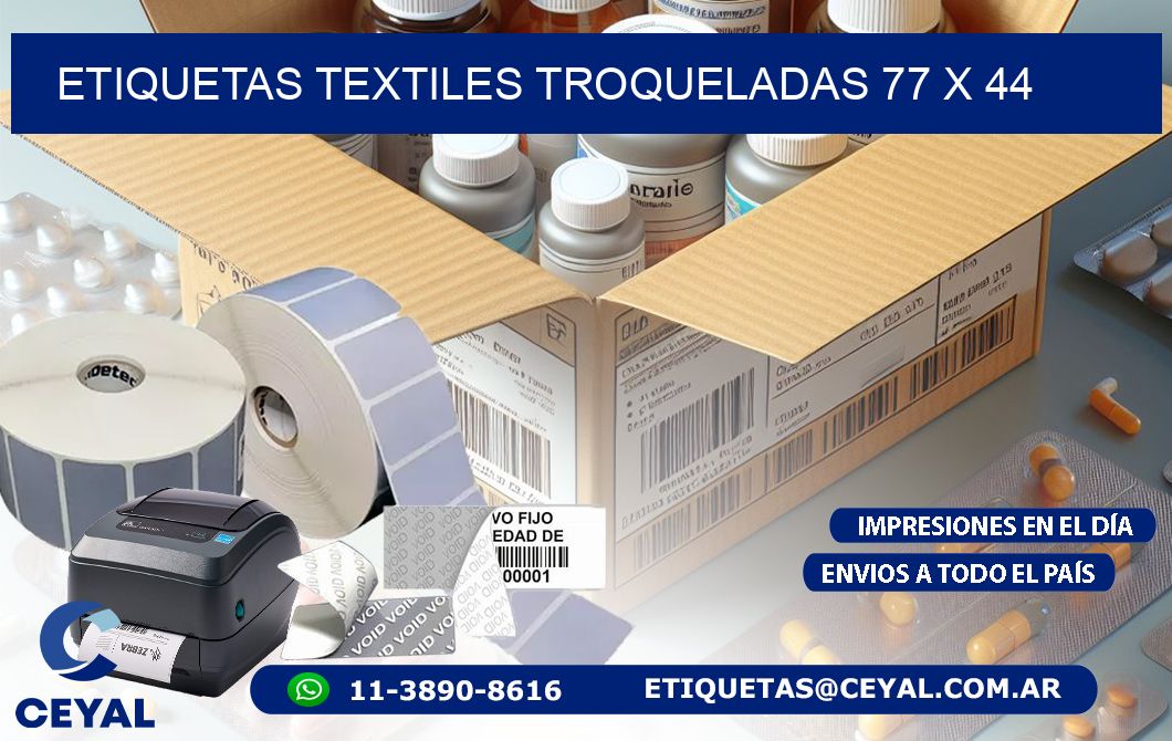 ETIQUETAS TEXTILES TROQUELADAS 77 x 44