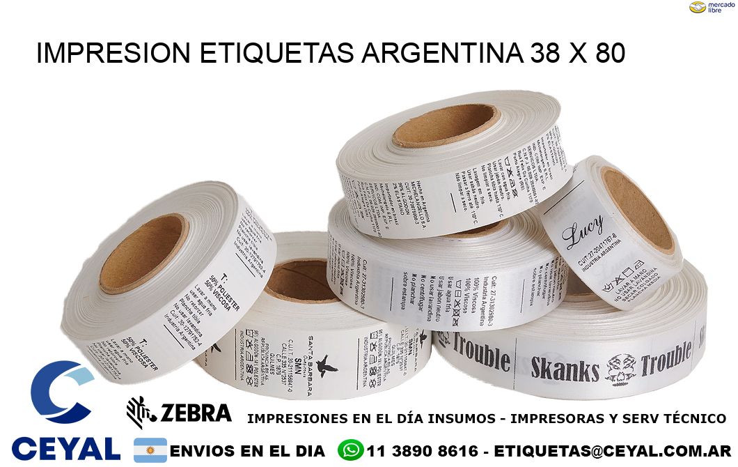 IMPRESION ETIQUETAS ARGENTINA 38 x 80