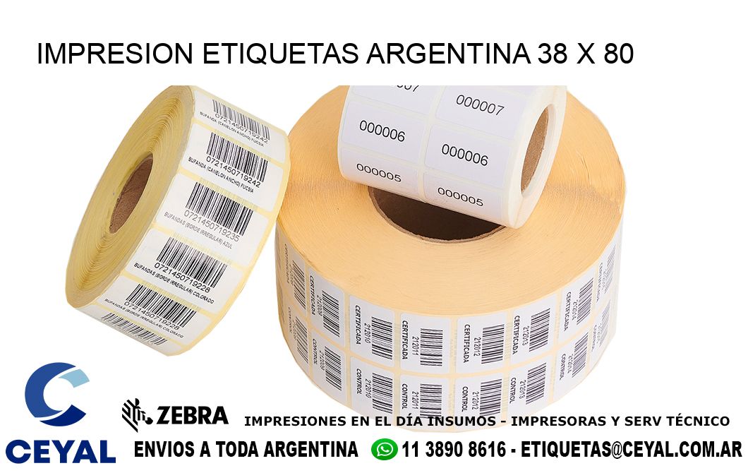 IMPRESION ETIQUETAS ARGENTINA 38 x 80