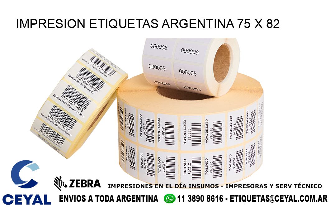 IMPRESION ETIQUETAS ARGENTINA 75 x 82