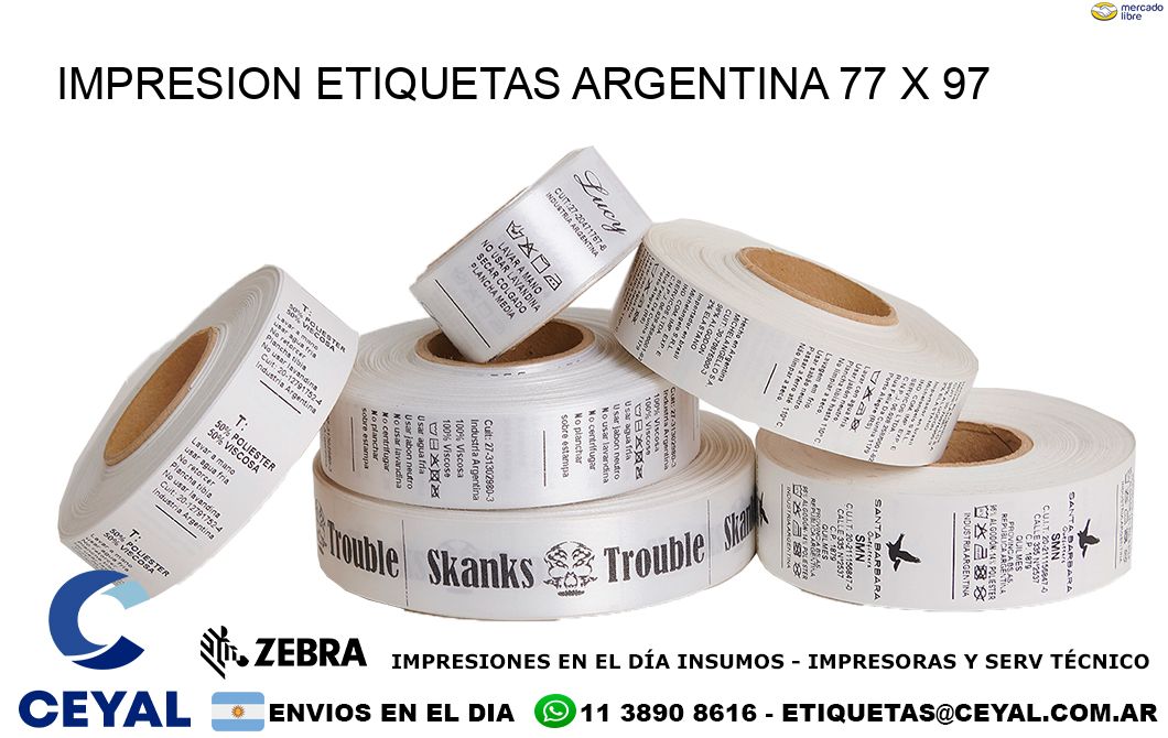 IMPRESION ETIQUETAS ARGENTINA 77 x 97