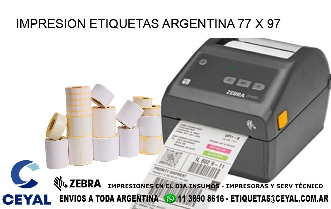 IMPRESION ETIQUETAS ARGENTINA 77 x 97