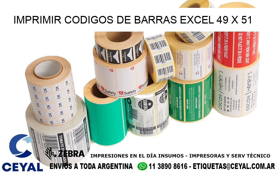 IMPRIMIR CODIGOS DE BARRAS EXCEL 49 x 51