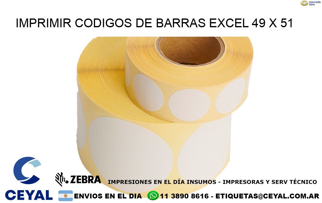 IMPRIMIR CODIGOS DE BARRAS EXCEL 49 x 51