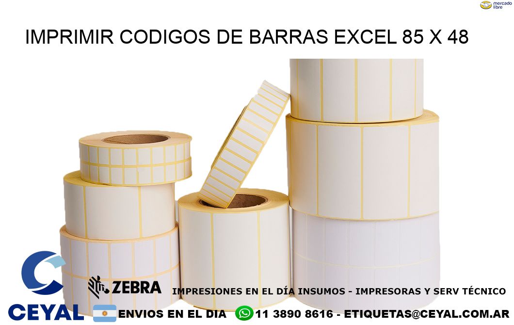 IMPRIMIR CODIGOS DE BARRAS EXCEL 85 x 48