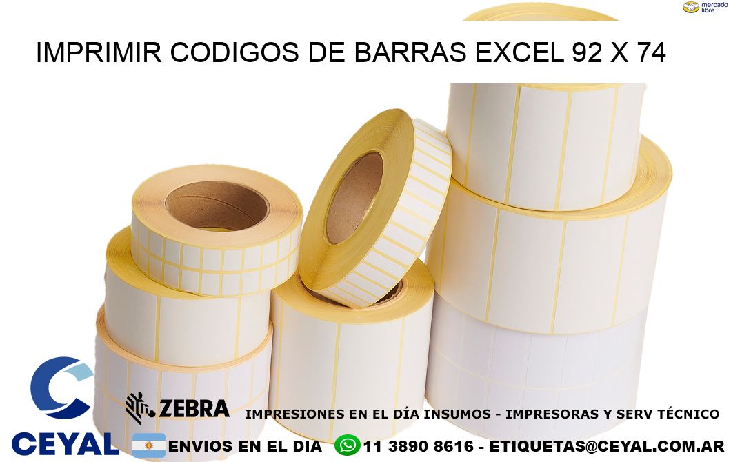 IMPRIMIR CODIGOS DE BARRAS EXCEL 92 x 74