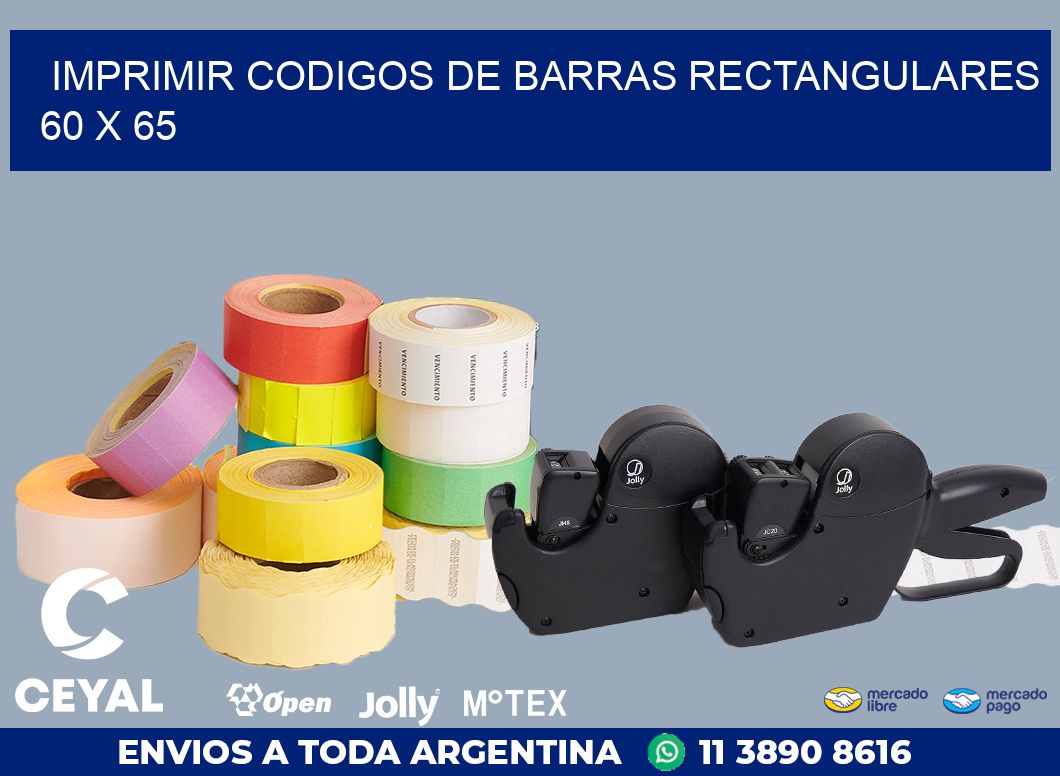 IMPRIMIR CODIGOS DE BARRAS RECTANGULARES 60 x 65