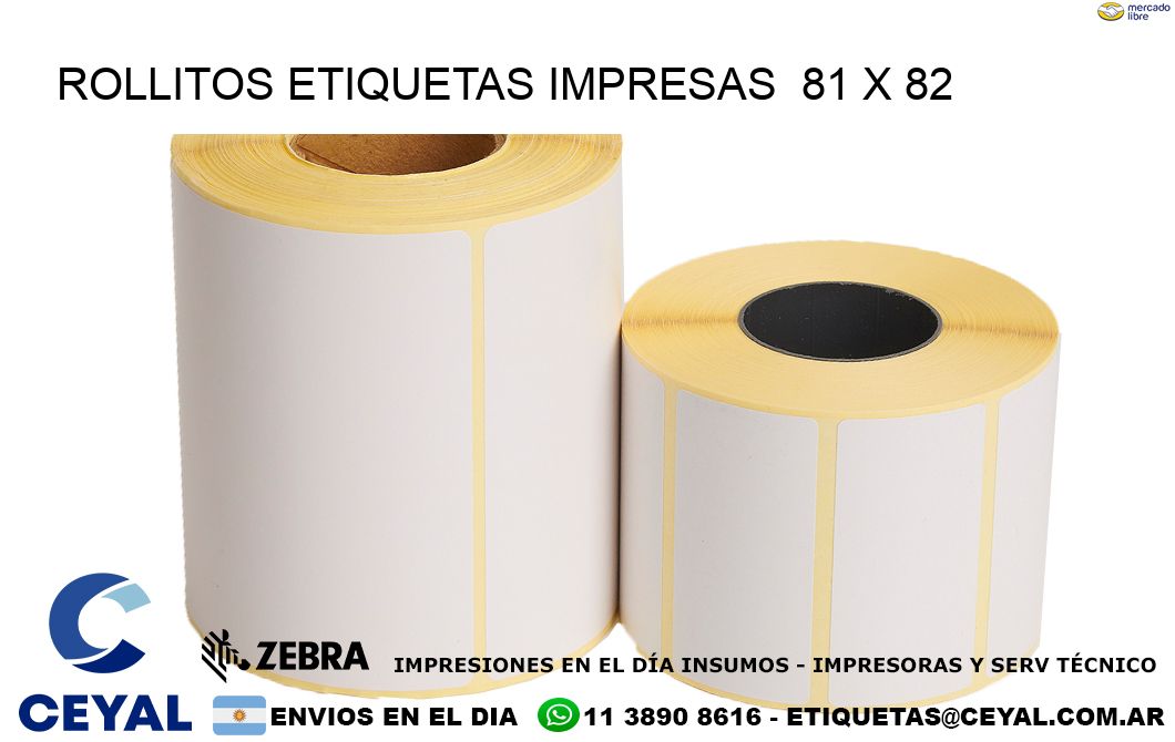 ROLLITOS ETIQUETAS IMPRESAS  81 x 82