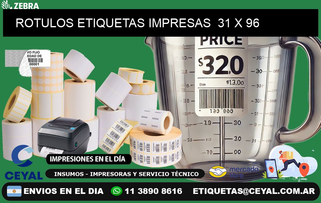 ROTULOS ETIQUETAS IMPRESAS  31 x 96