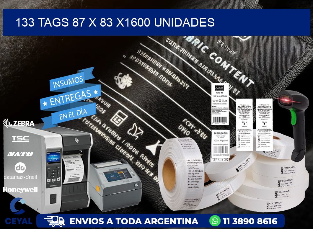 133 TAGS 87 x 83 X1600 UNIDADES