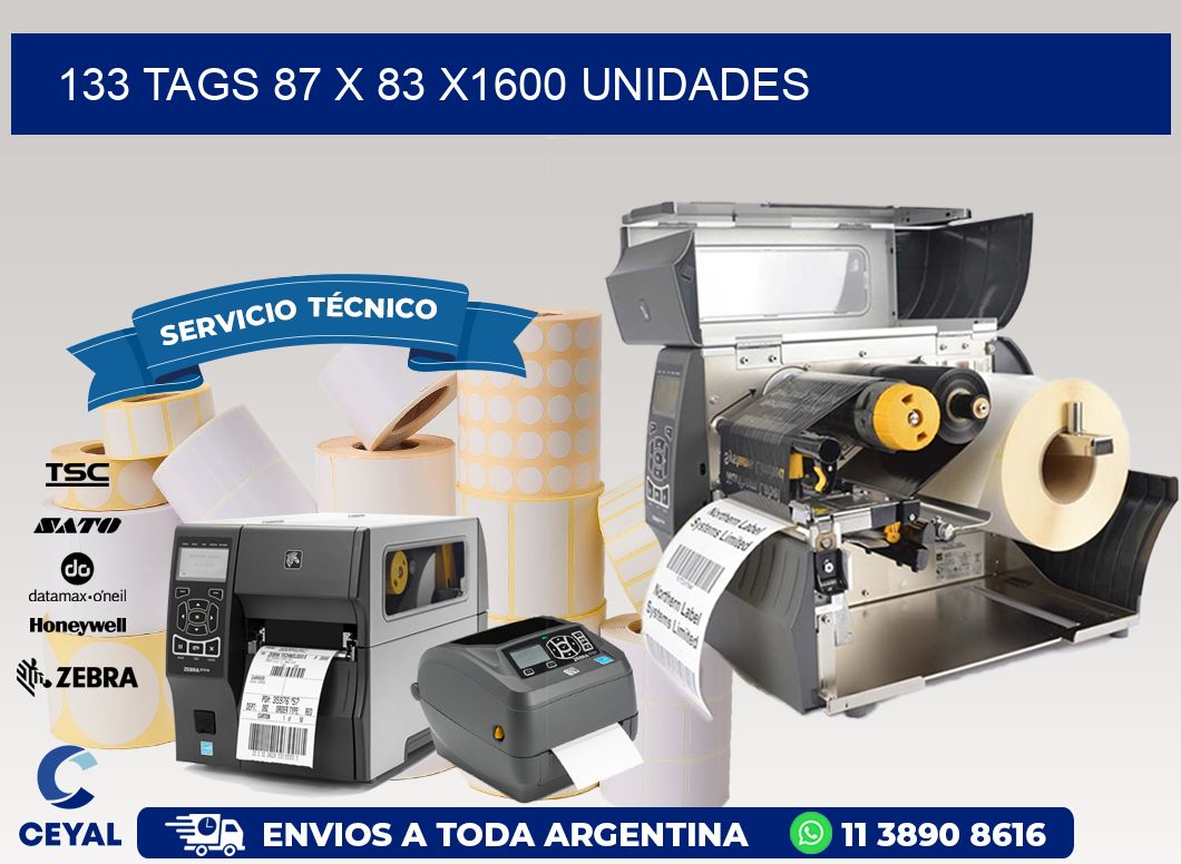 133 TAGS 87 x 83 X1600 UNIDADES