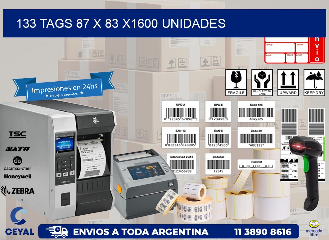 133 TAGS 87 x 83 X1600 UNIDADES