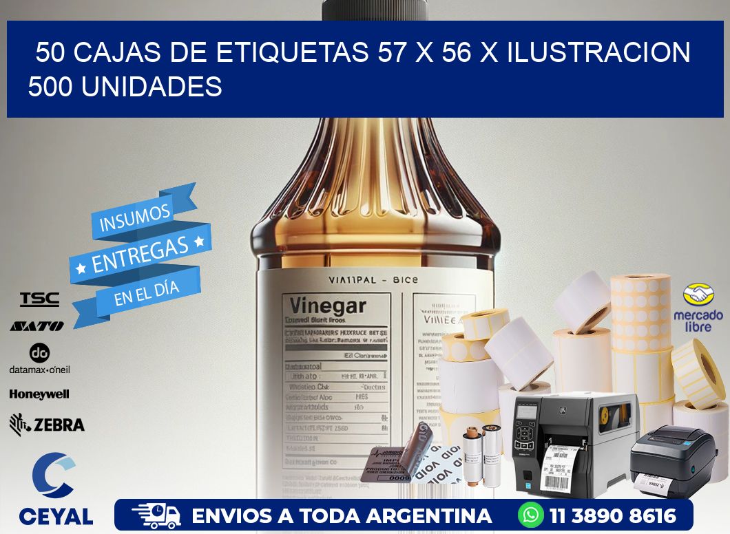 50 CAJAS DE ETIQUETAS 57 x 56 X ILUSTRACION 500 UNIDADES