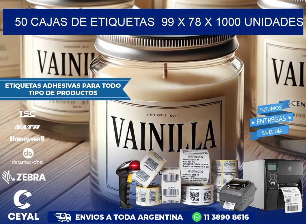 50 CAJAS DE ETIQUETAS  99 x 78 X 1000 UNIDADES