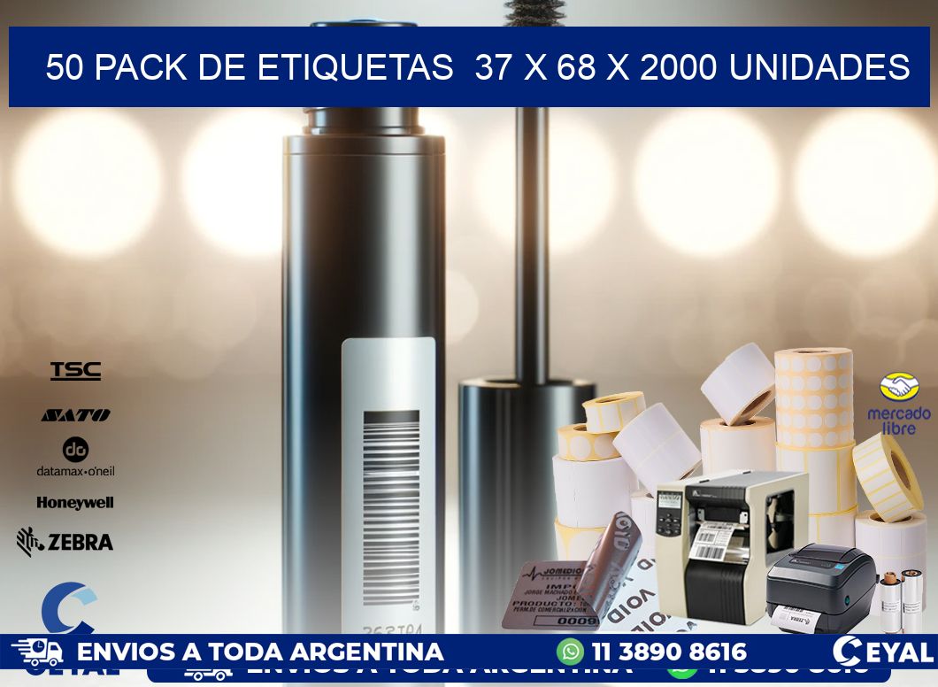 50 PACK DE ETIQUETAS  37 x 68 X 2000 UNIDADES