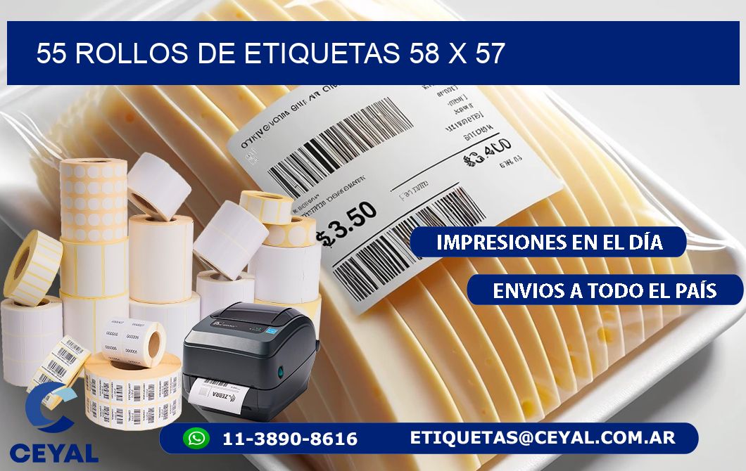 55 ROLLOS DE ETIQUETAS 58 x 57