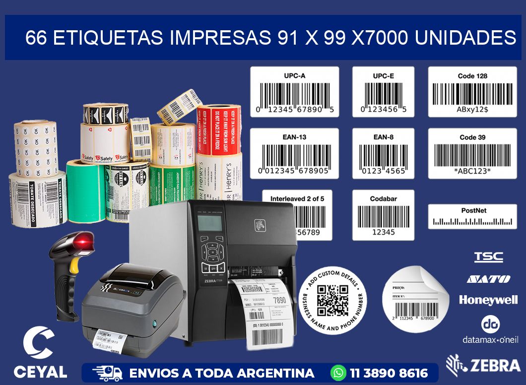 66 ETIQUETAS IMPRESAS 91 x 99 X7000 UNIDADES