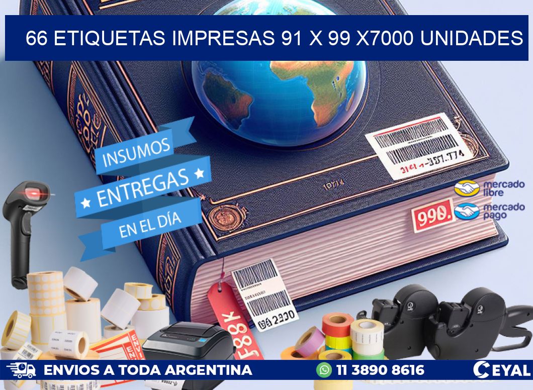 66 ETIQUETAS IMPRESAS 91 x 99 X7000 UNIDADES