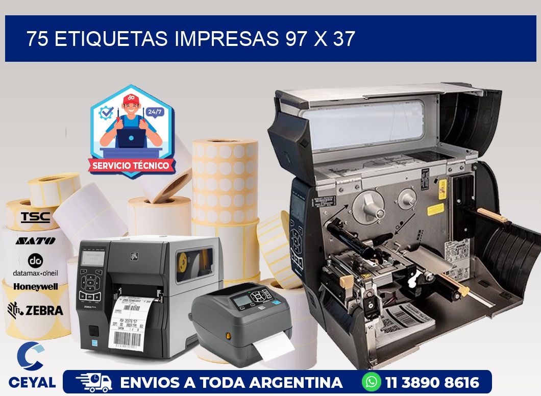 75 ETIQUETAS IMPRESAS 97 x 37