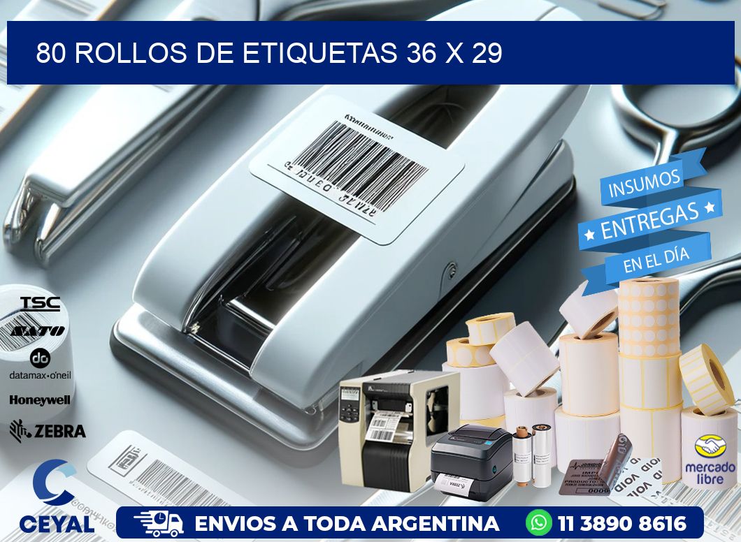 80 ROLLOS DE ETIQUETAS 36 x 29