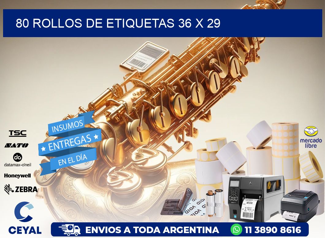 80 ROLLOS DE ETIQUETAS 36 x 29